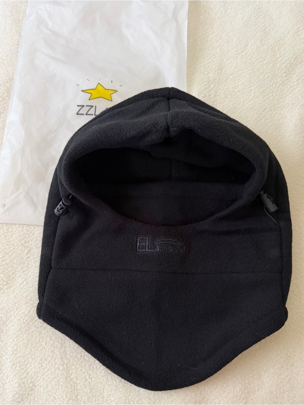 ZZLAY Black Fleece Balaclava Windproof Winter Ski Hood Adjustable Hat New